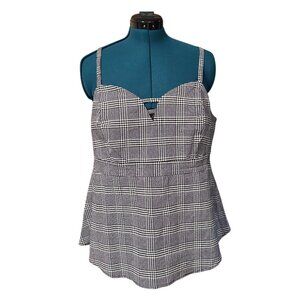 Torrid Black and White Plaid Houndstooth Peplum Top